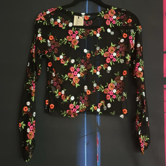 Kimchi Blue @ UO Floral Embroidered Mesh Crop Top - Picture 5 of 6